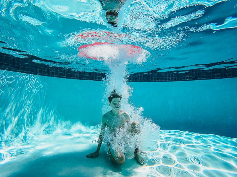 Swimming in backyard